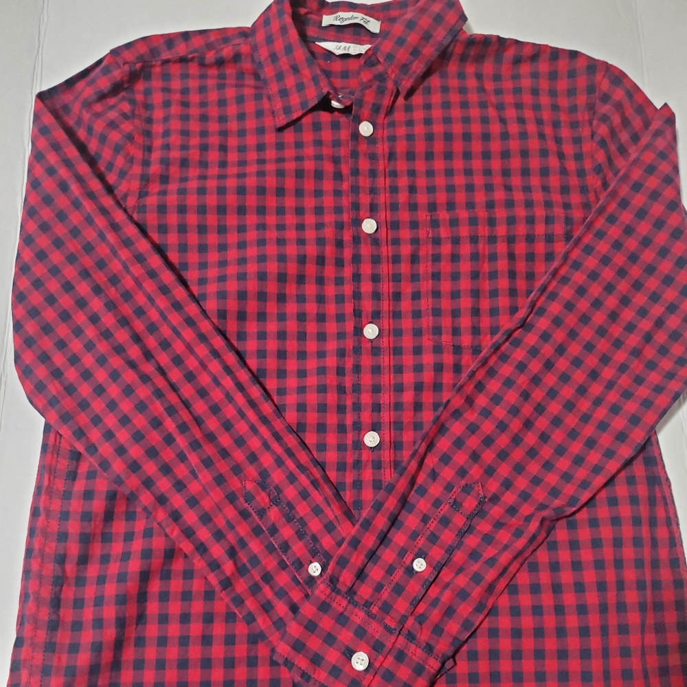Boys H&M checkered long sleeve button down
